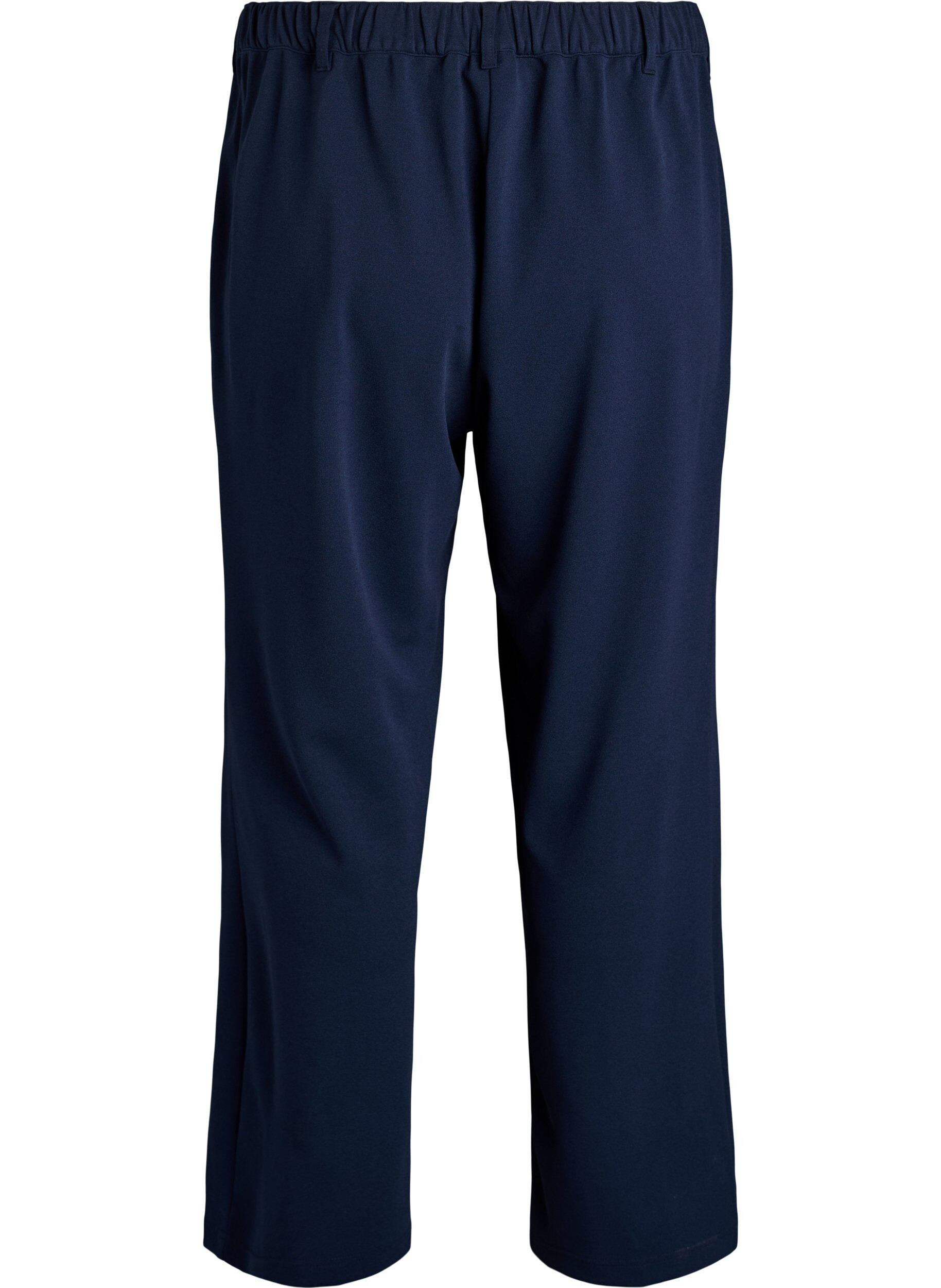 Zizzi Pantalon taille haute avec ceinture et boucle dor&eacute;e, Bleu, Packshot image number 1