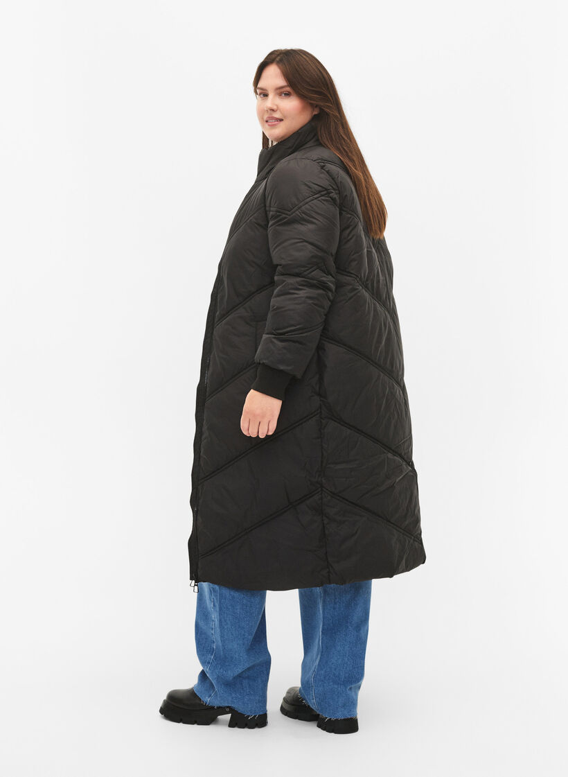 Lange Pufferwinterjacke, Black, Model image number 1