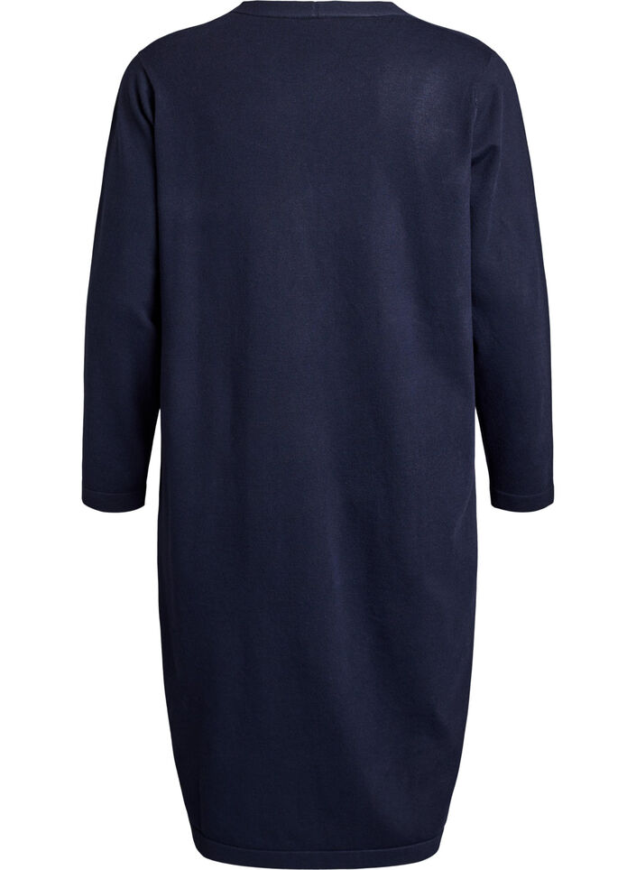 Lange, offene Strickjacke mit Taschen, Blau, Packshot image number 1