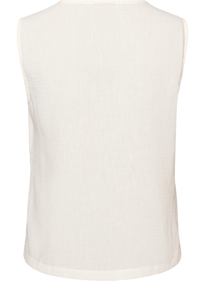 Gilet sans manches avec col en V et boutons, Vanille, Packshot image number 1