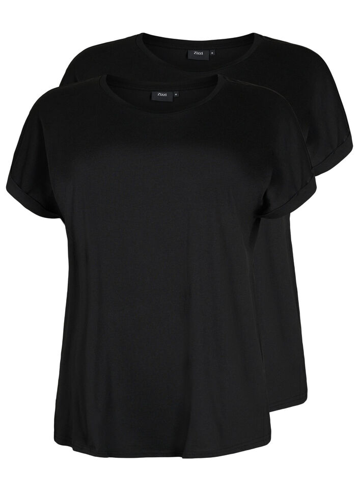 2er-Pack kurz&auml;rmlige T-Shirts, Schwarz, Packshot image number 0