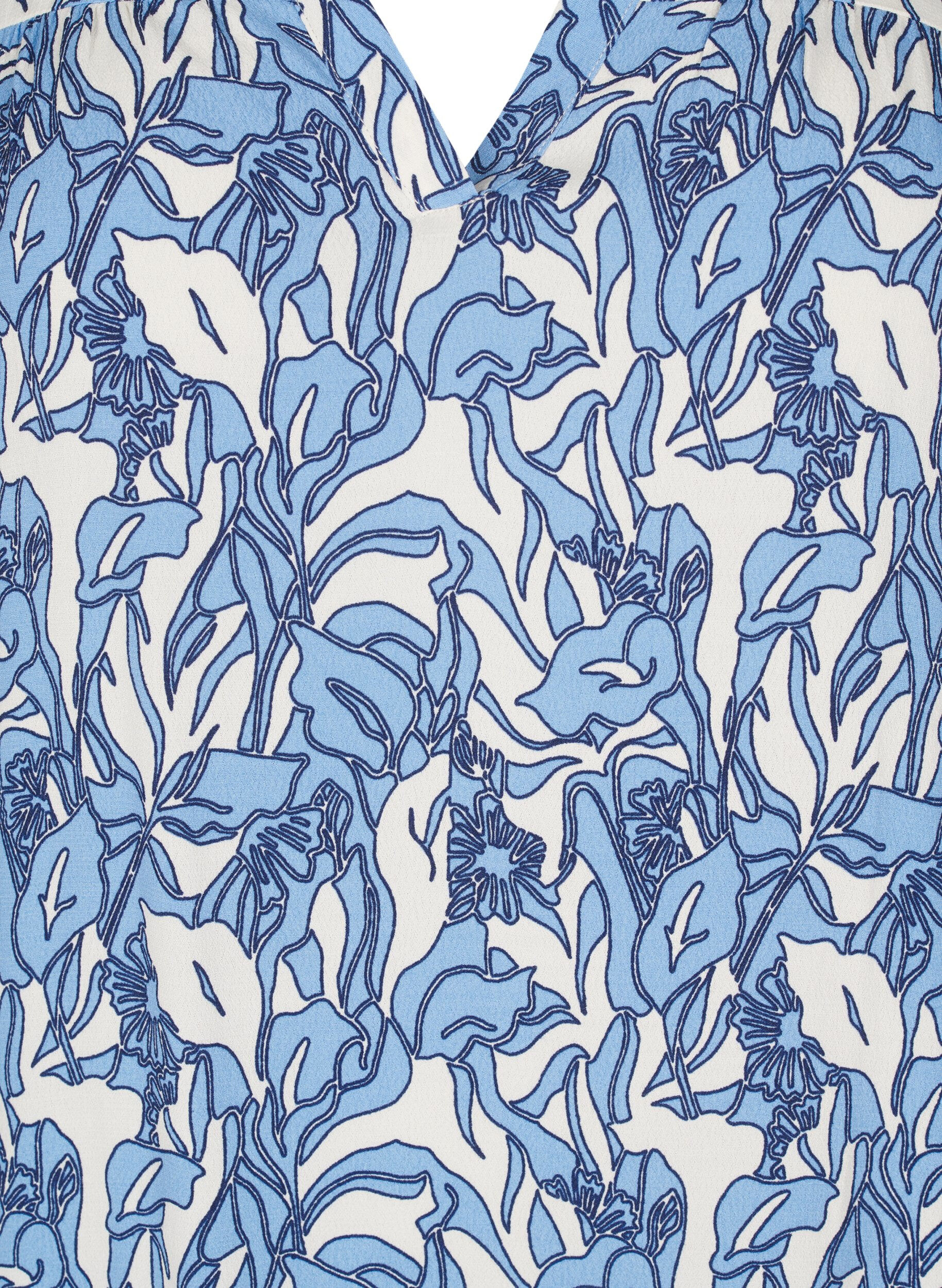 Zizzi Lang&auml;rmelige Bluse mit Print und V-Ausschnitt, Vanille, Packshot image number 2