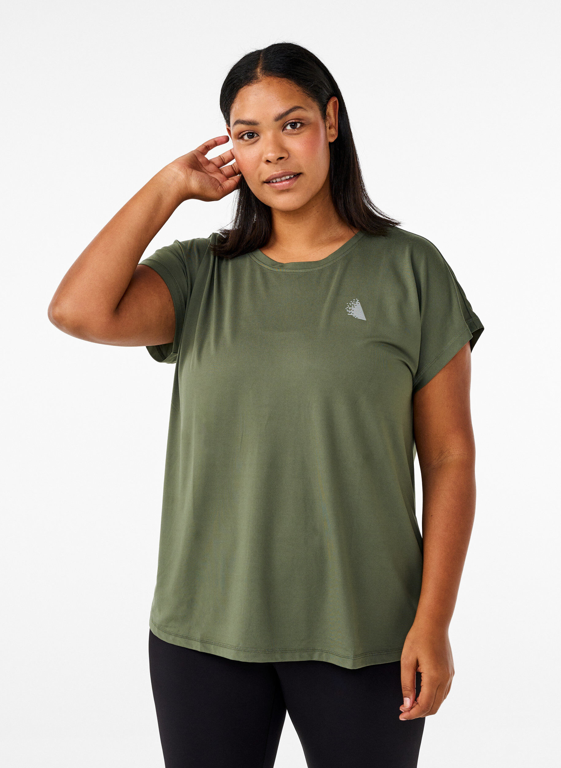 Zizzi T-shirt de sport uni, Vert, Model image number 0