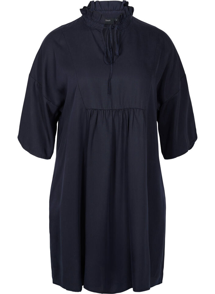 Kleid mit 3/4-Ärmeln aus Lyocell (TENCEL™), Black, Packshot image number 0