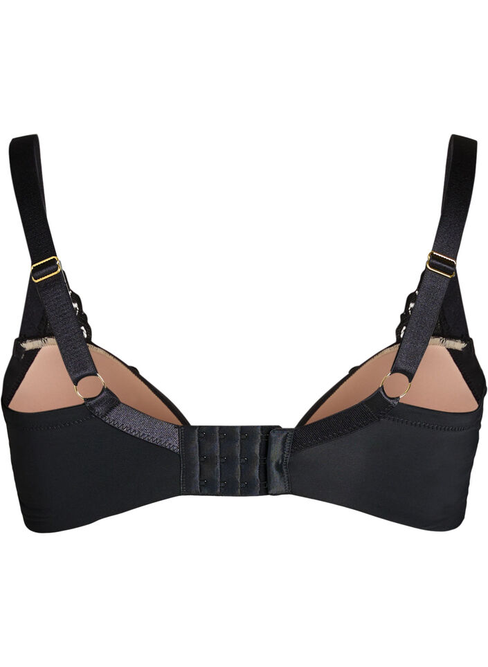 Soutien-gorge moul&eacute; &agrave; armatures avec dentelle florale, Noir, Packshot image number 1