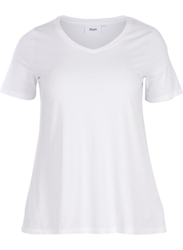 Einfarbiges Basic-T-Shirt aus Baumwolle, Wei&szlig;, Packshot image number 0