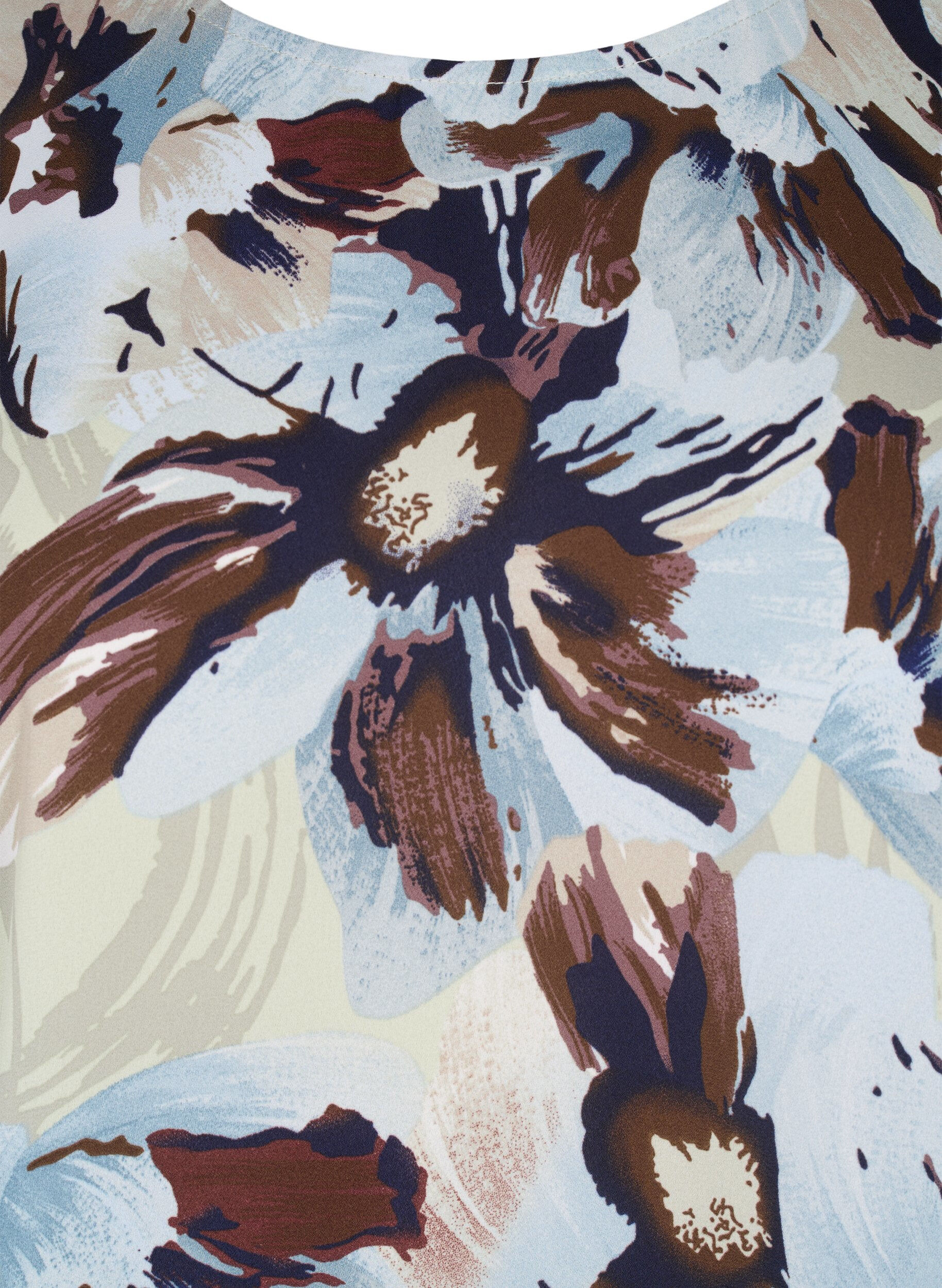 Zizzi Lang&auml;rmelige Bluse mit Druck und Knopf, Grey Flower AOP, Packshot image number 2