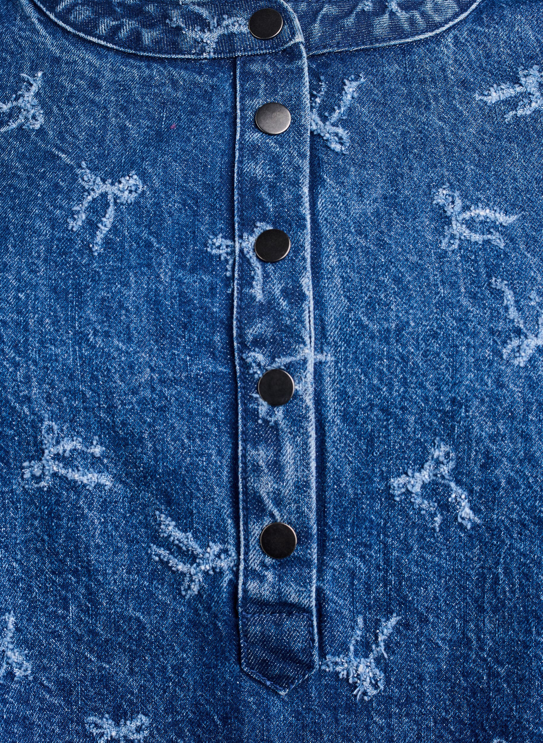 Zizzi Kurzes Jeanskleid mit A-Linie und Schleifenmuster, Blau, Packshot image number 2