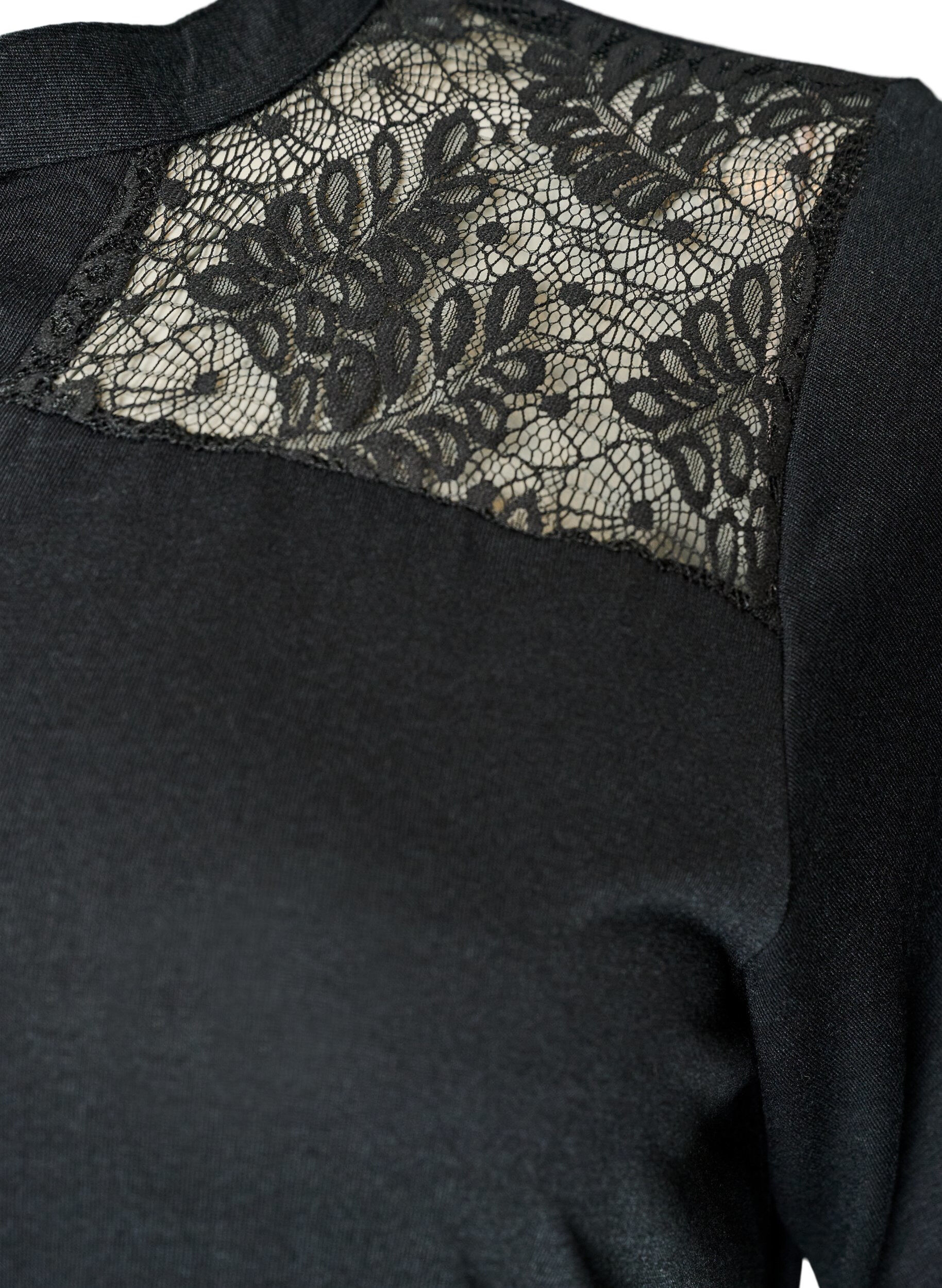 ZizziJerseykleid mit Spitzendetails und mehrlagigem Rock, Schwarz, Packshot image number 3