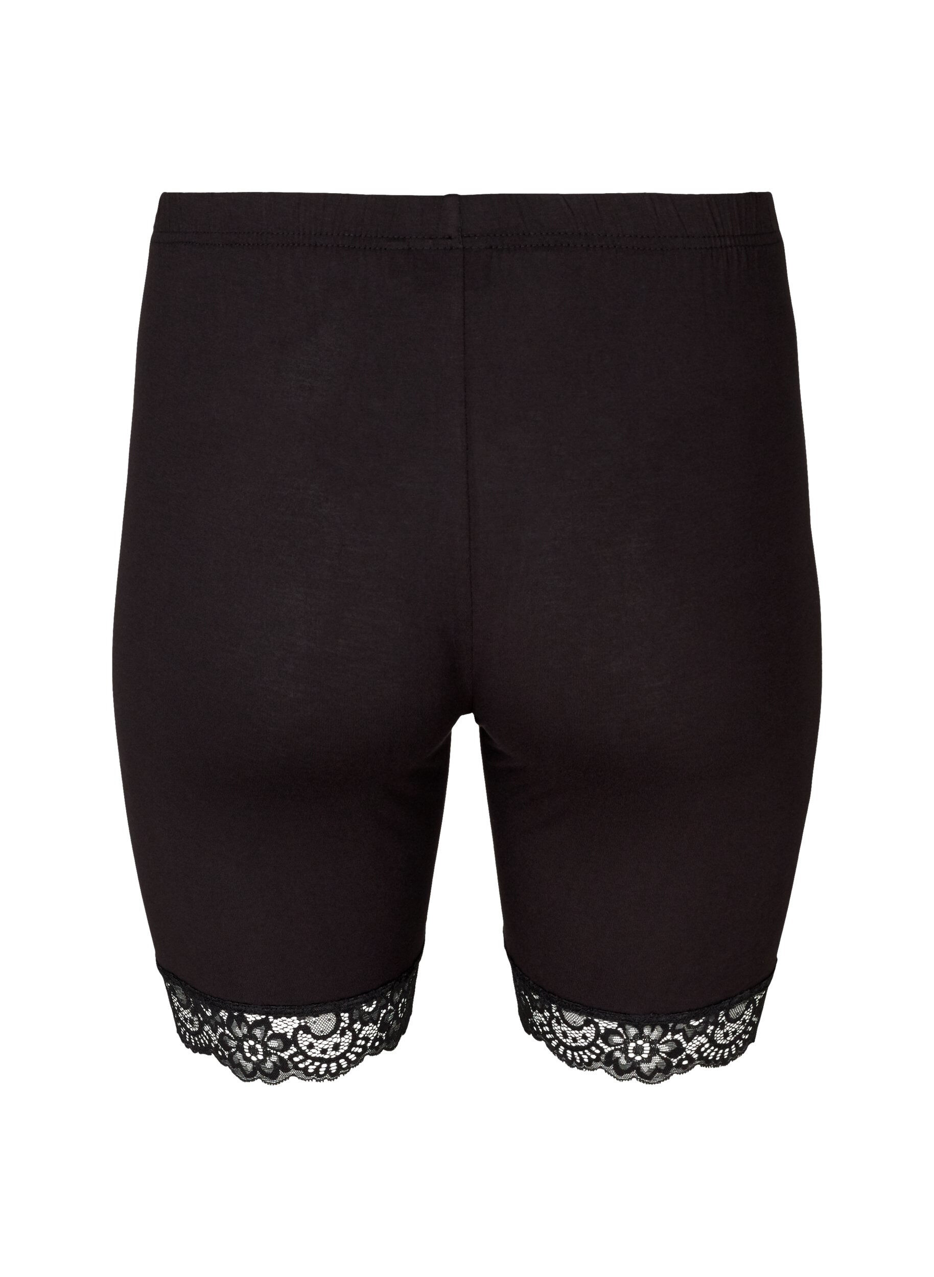 ZizziShort de cyclisme avec bordure en dentelle, Noir, Packshot image number 1