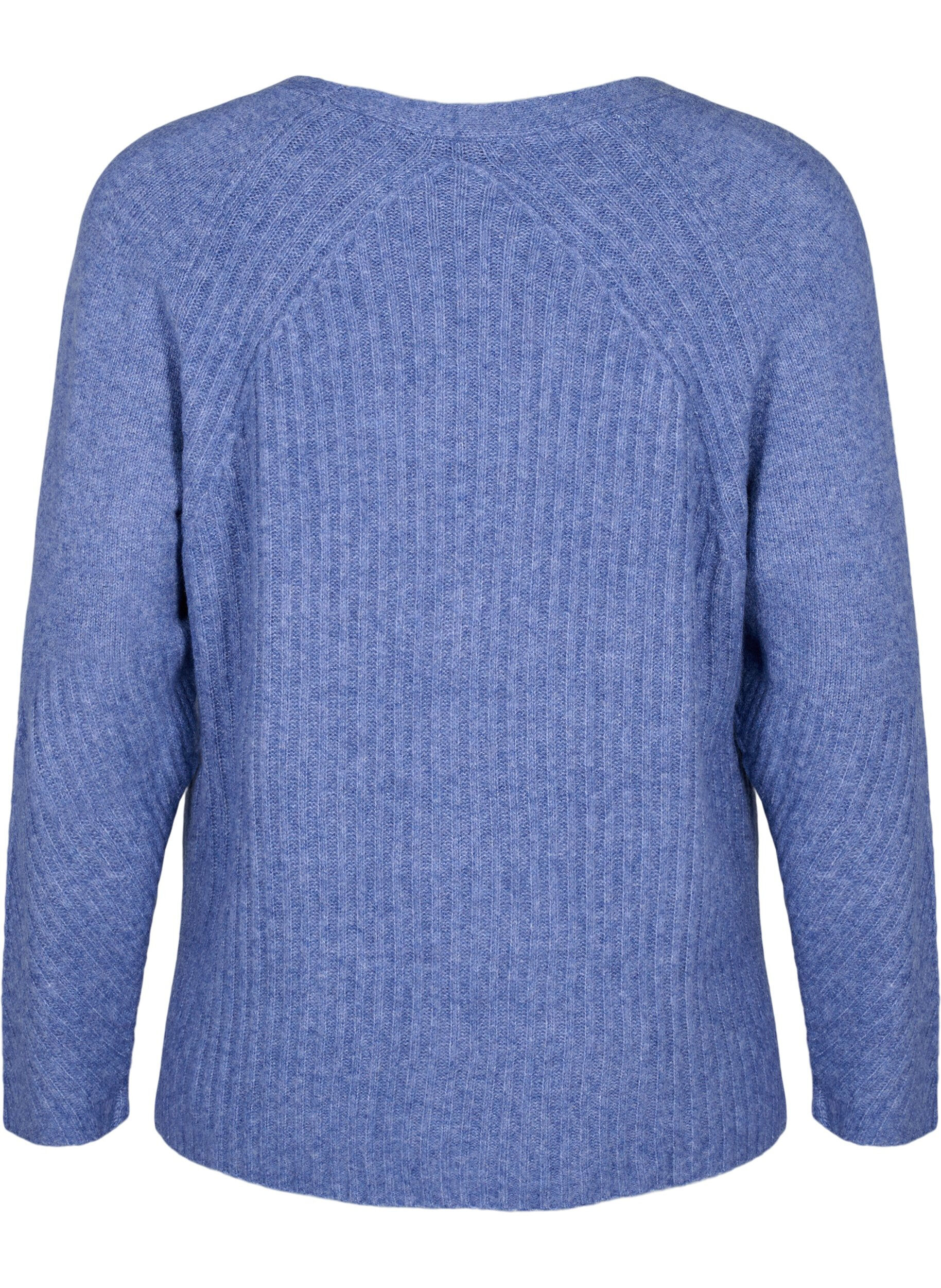 Zizzi Strickpullover mit Schlitz, Gray Blue Mel., Packshot image number 1
