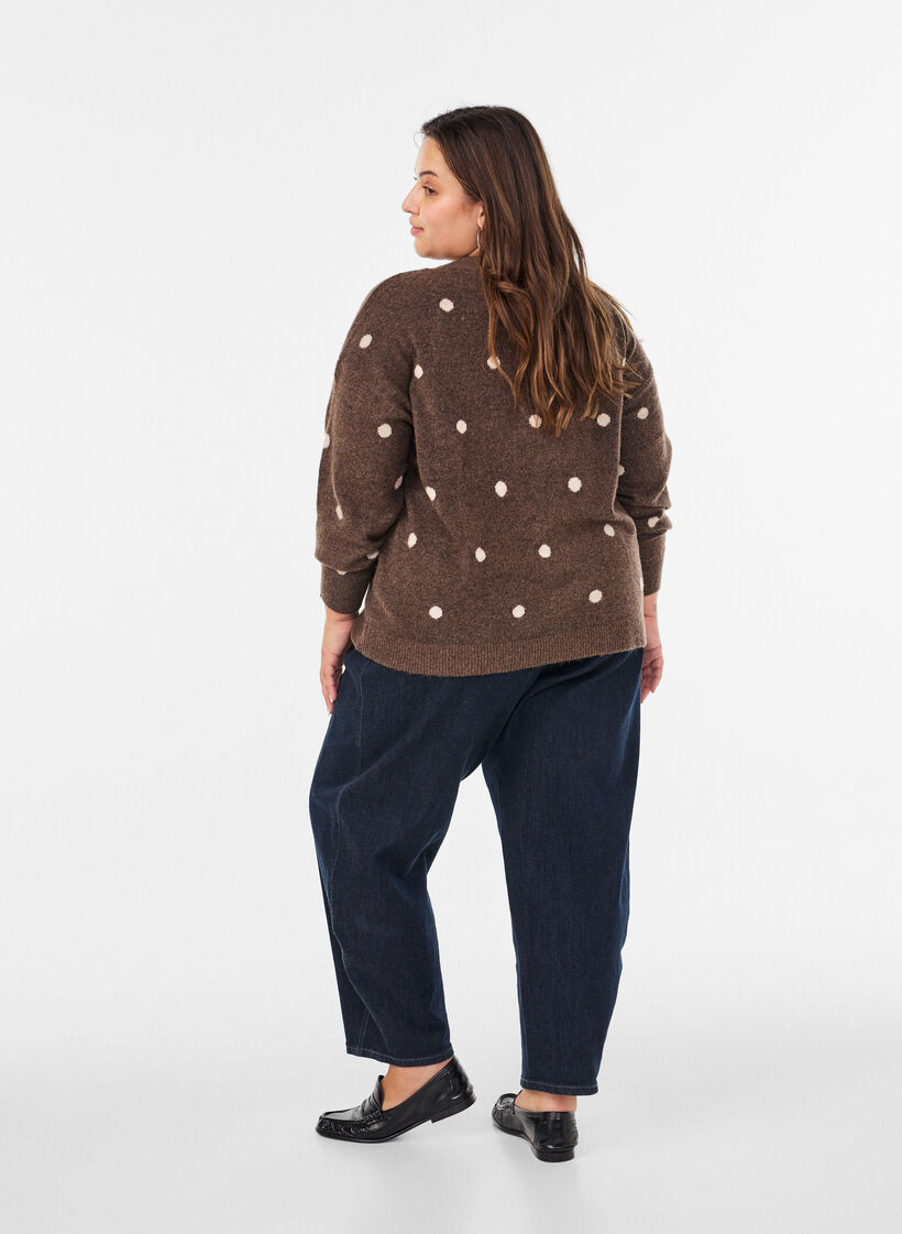 Cardigan &agrave; pois, Marron, Model image number 2