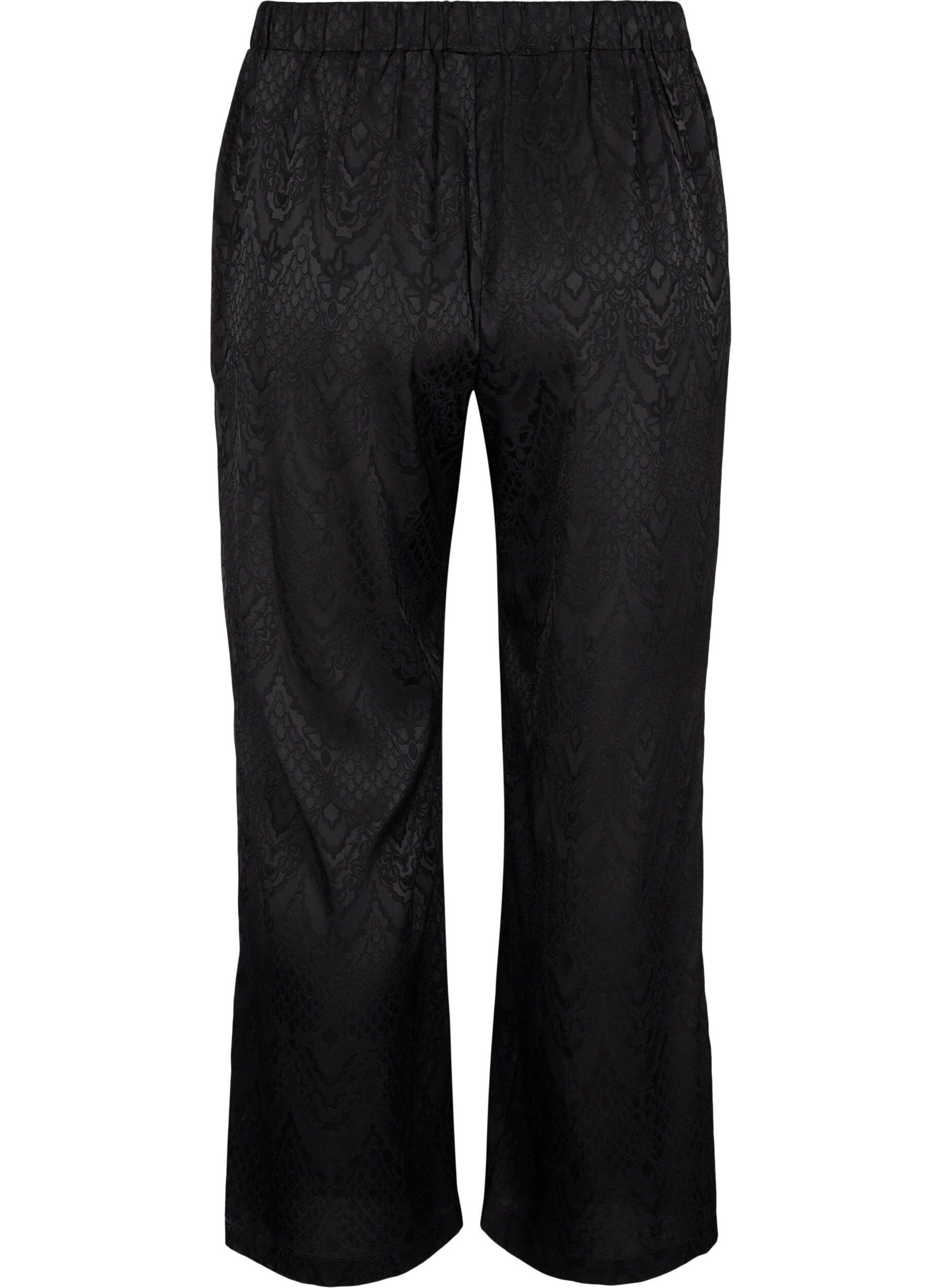 Zizzi Pantalon avec motif textur&eacute;, Black, Packshot image number 1