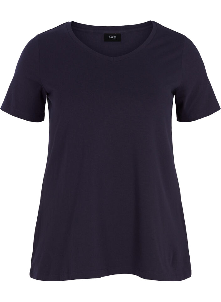 T-shirt en coton uni basique, Bleu, Packshot image number 0