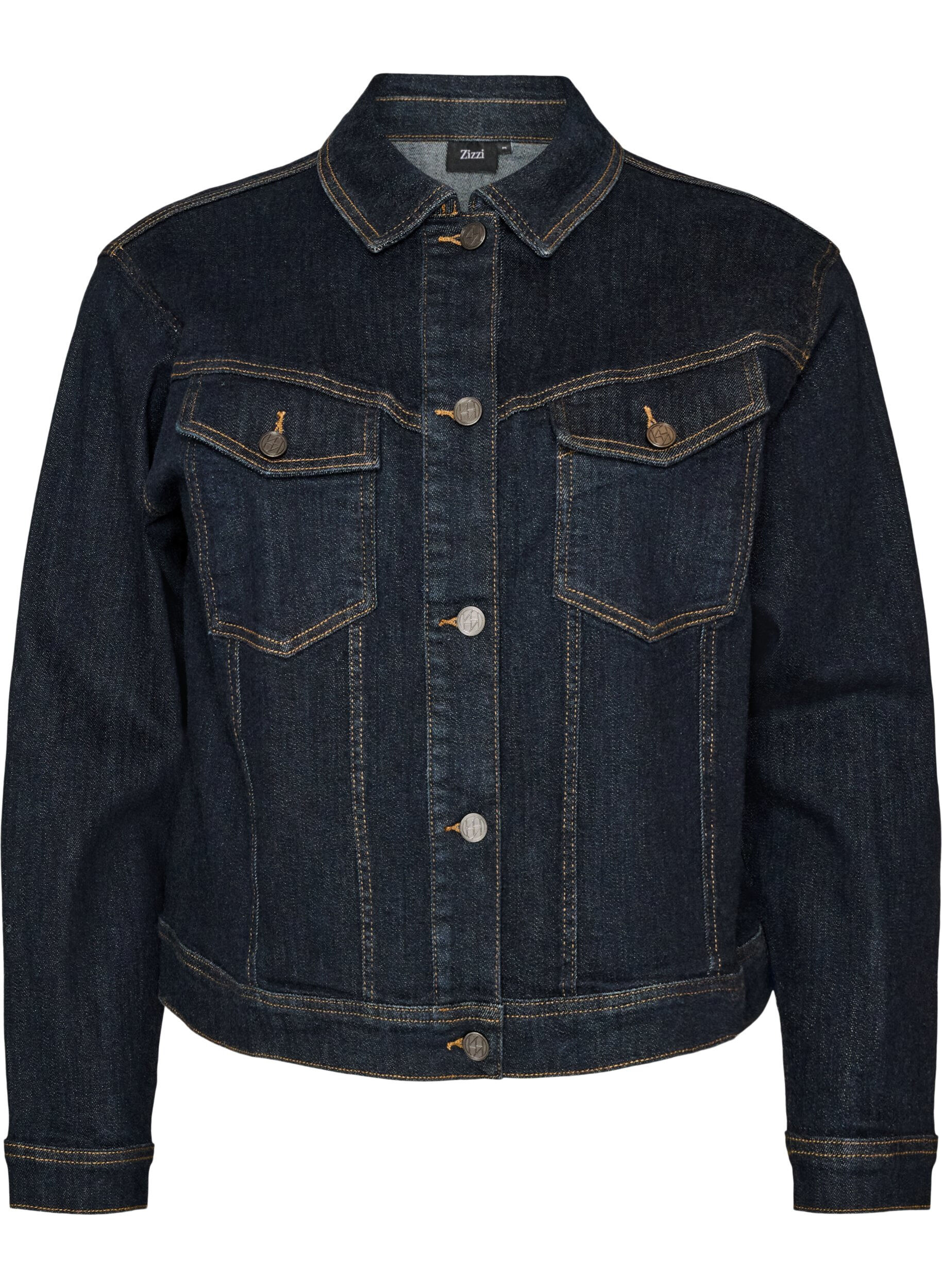 ZizziVeste en jean classique avec surpiq&ucirc;res contrastantes, Bleu, Packshot image number 0