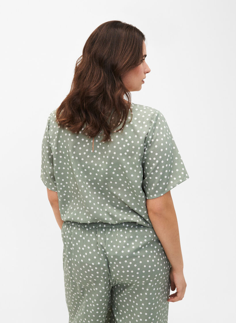 FLASH – Kurzärmelige Bluse mit Aufdruck, Iceberg Green Dot, Model image number 1