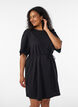 Robe en coton avec manches en broderie anglaise et ceinture &agrave; nouer, Noir, Model image number 0