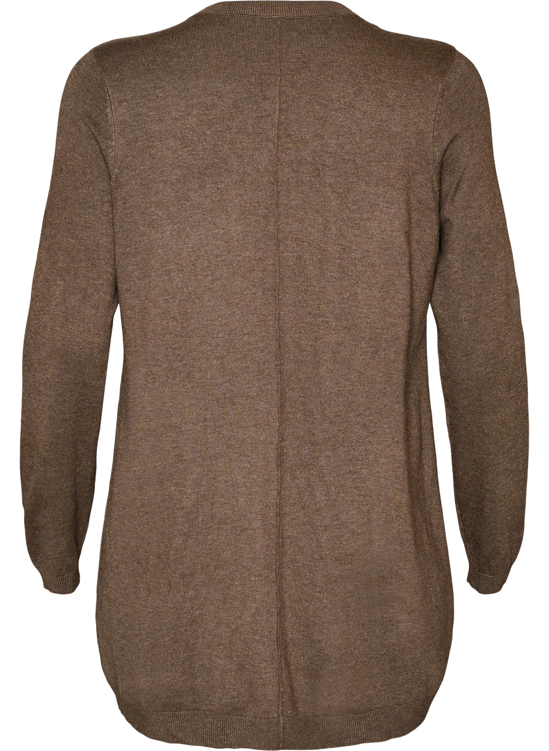 ZizziLange Strickjacke aus einer Viskosemischung, Braun, Packshot image number 1