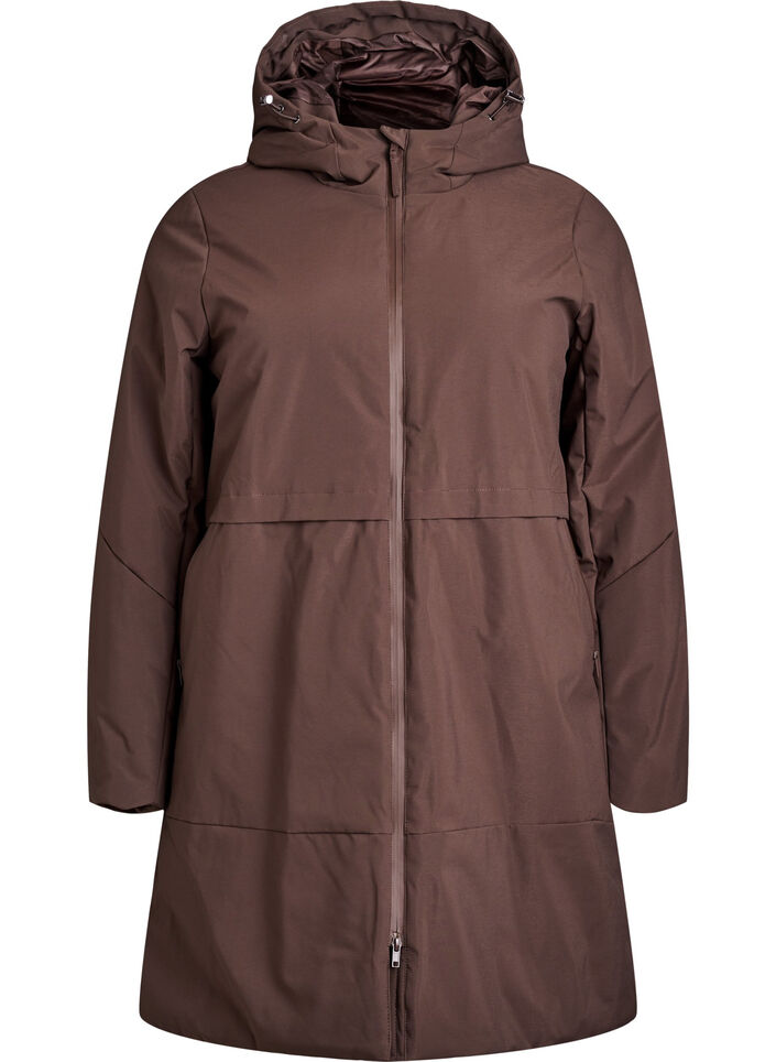 Winterjacke mit verstellbarer Taille, Braun, Packshot image number 0