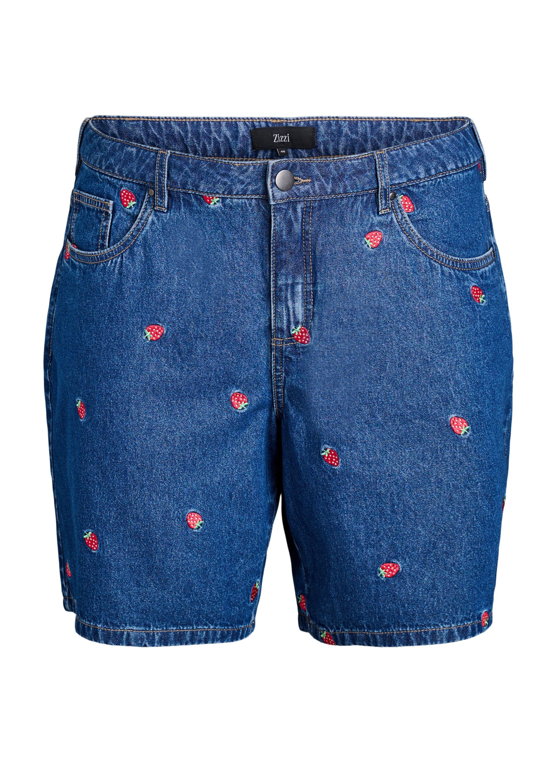 Zizzi Short en jean brod&eacute;, Bleu, Packshot image number 0