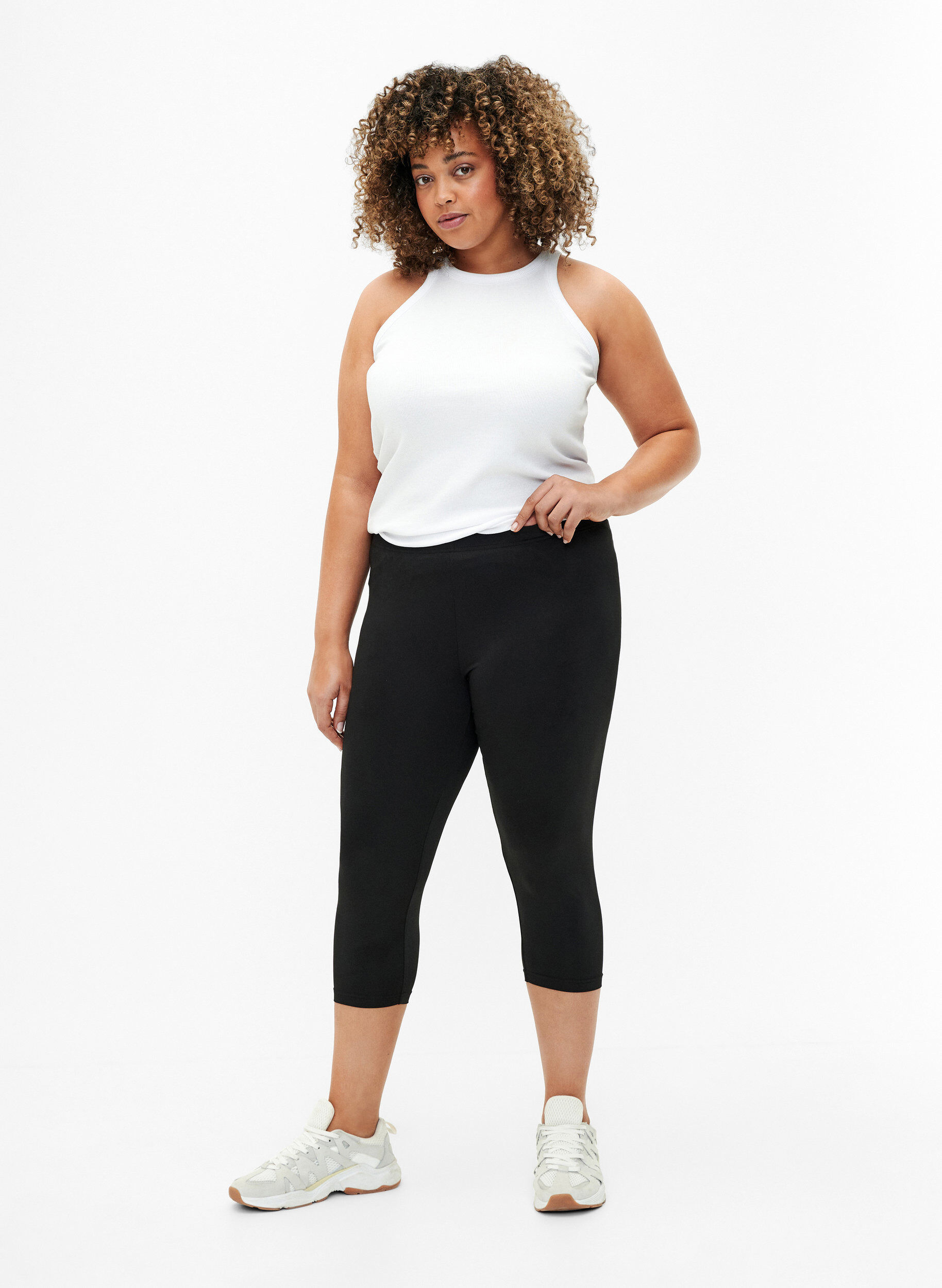 Zizzi 2-pack leggings avec longueur 3/4, Noir, Model image number 1
