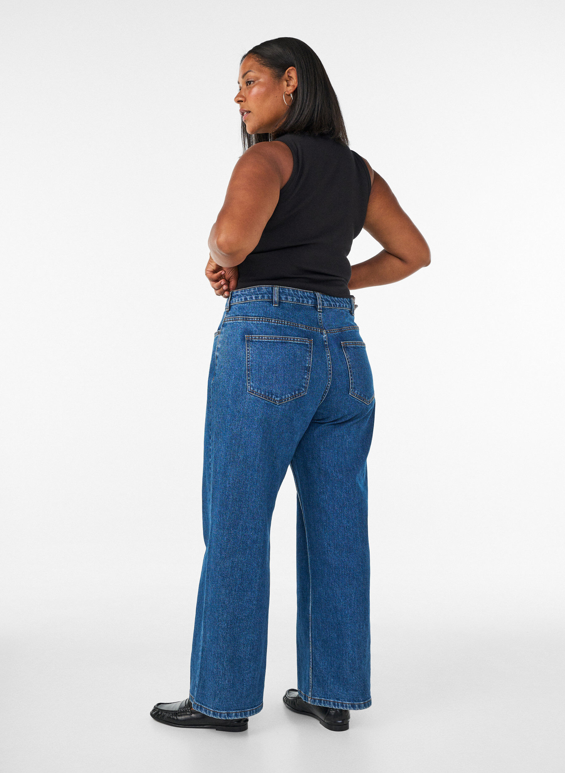 ZizziJean &agrave; jambe large et taille haute, Bleu, Model image number 1