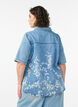 Jeanshemd mit Blumenprint und kurzen &Auml;rmeln, Blau, Model image number 2