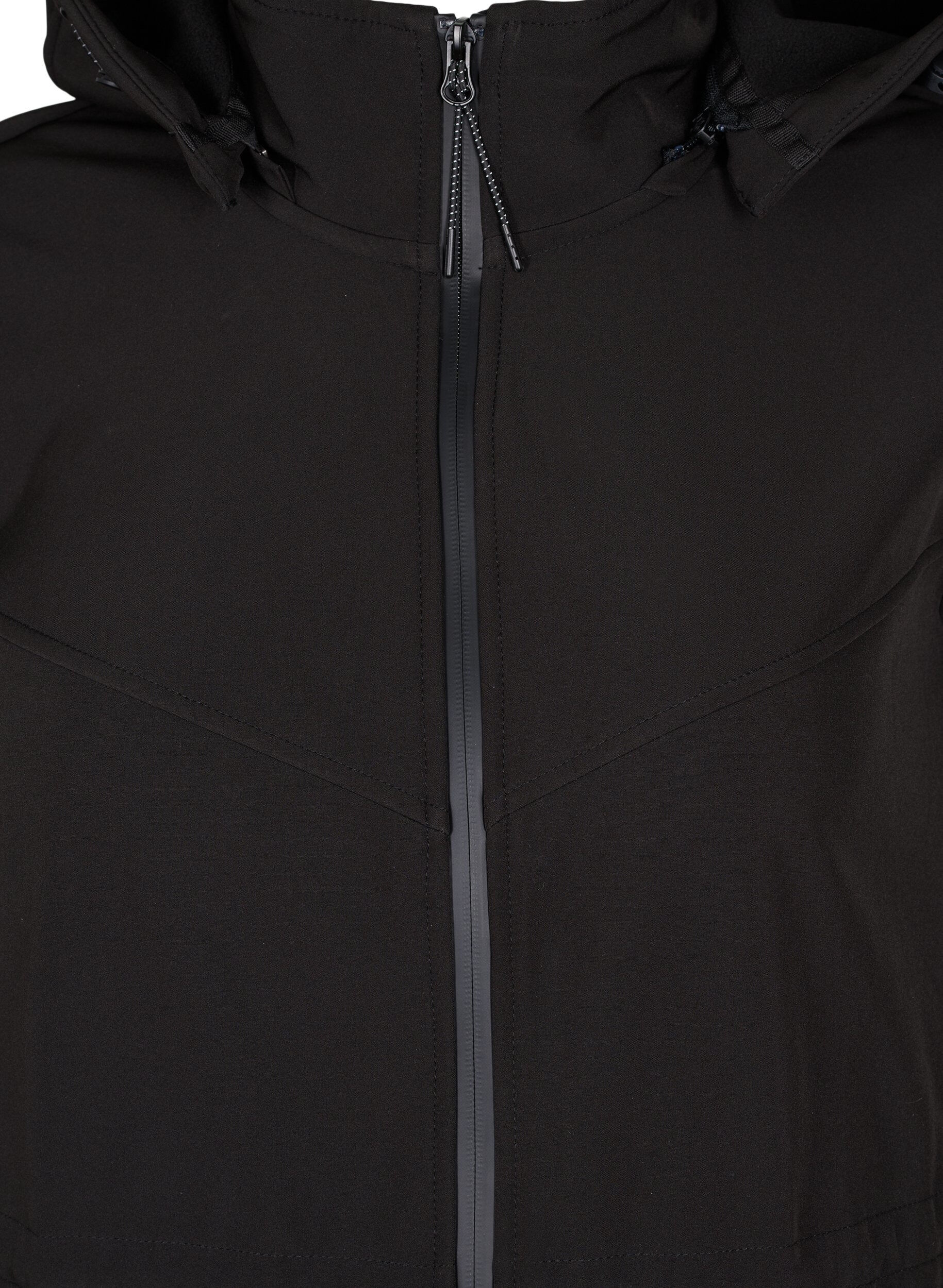 Zizzi Softshell-Jacke mit Fleece, Black Solid, Packshot image number 2
