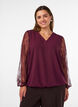 Bluse mit &Auml;rmeln aus Spitze und Ballonform, Rot, Model image number 0