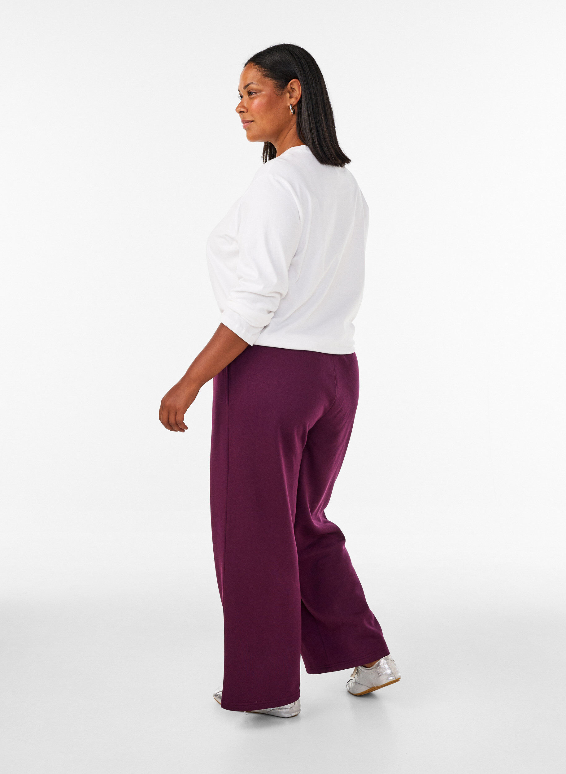 ZizziPantalon de jogging taille haute avec coupe ample, Violet, Model image number 1