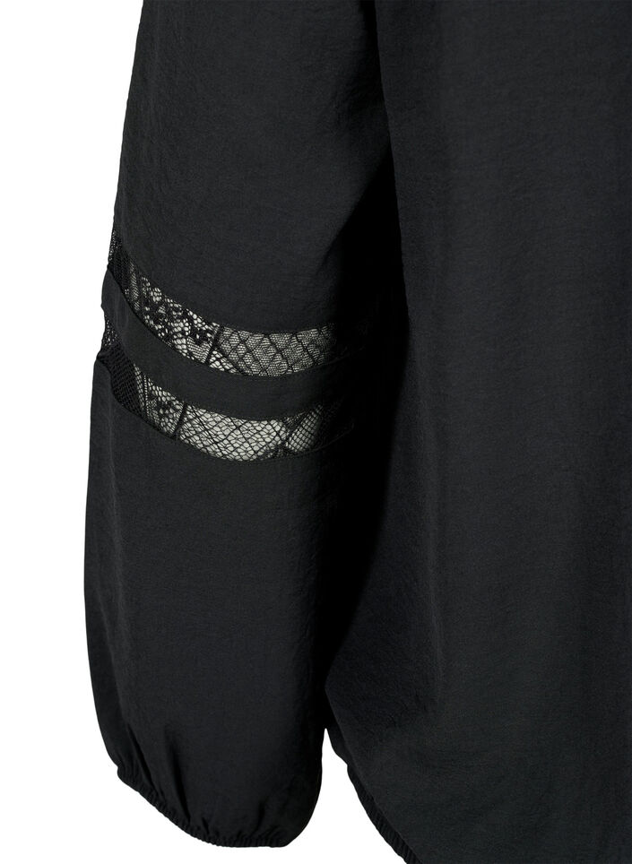 Blouse à manches longues avec de la dentelle, Black, Packshot image number 3