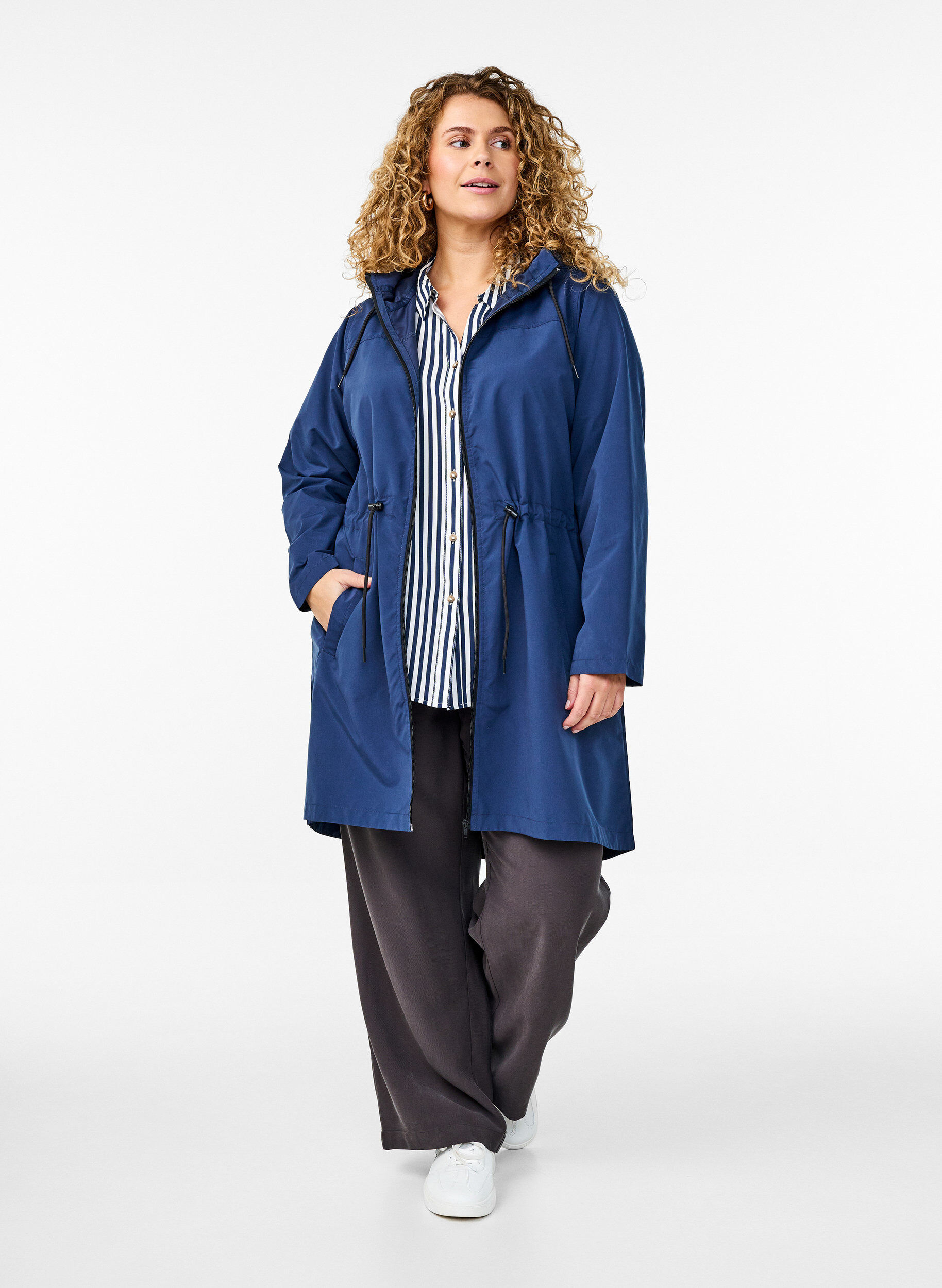 Zizzi FLASH - Parka hydrofuge &agrave; capuche, Bleu, Model image number 1