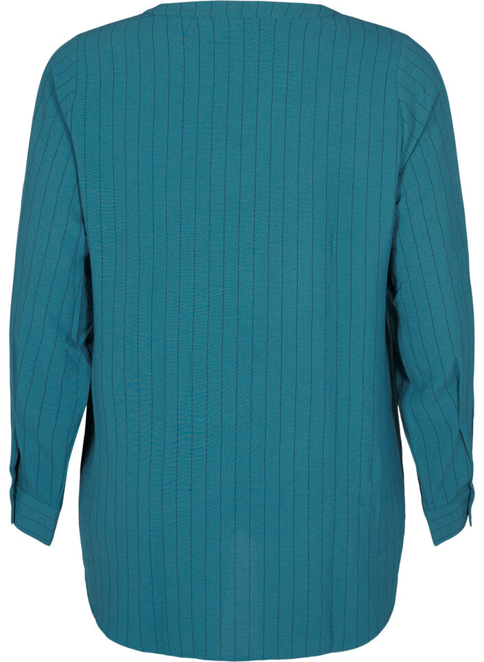 FLASH - Nadelstreifenbluse, Grün, Packshot image number 1