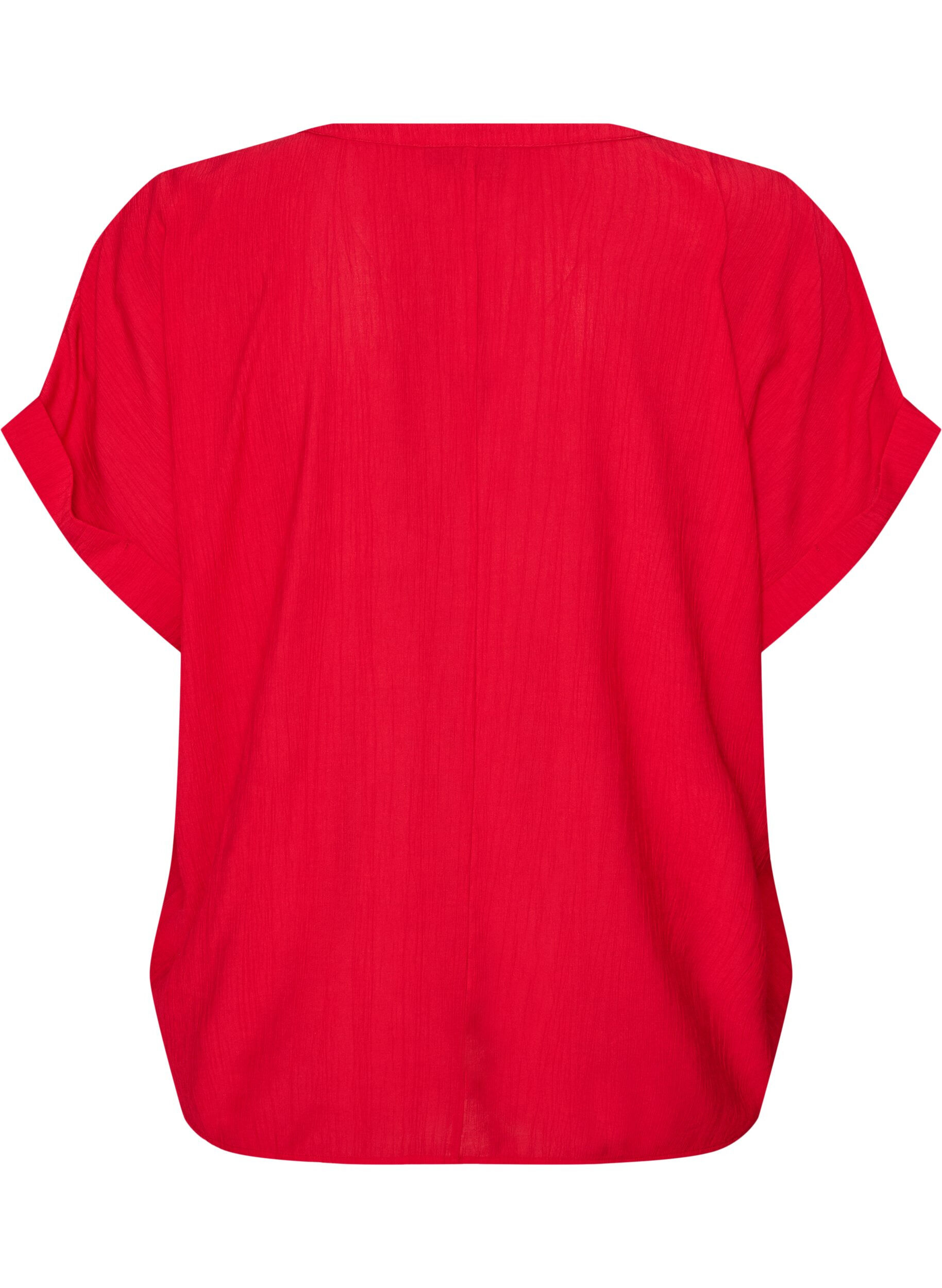 ZizziBlouse textur&eacute;e en viscose avec boutons, Rouge, Packshot image number 1