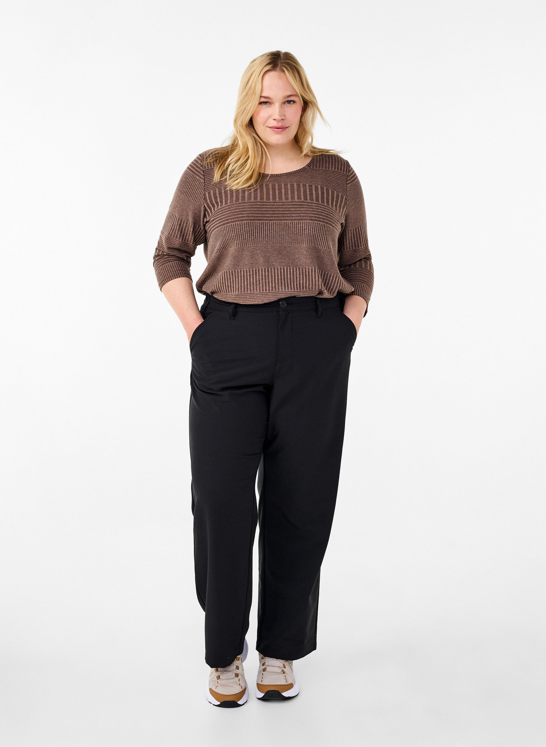 Zizzi Blouse avec manches 3/4 et motif ray&eacute;, Ch. Martini Mel., Model image number 2