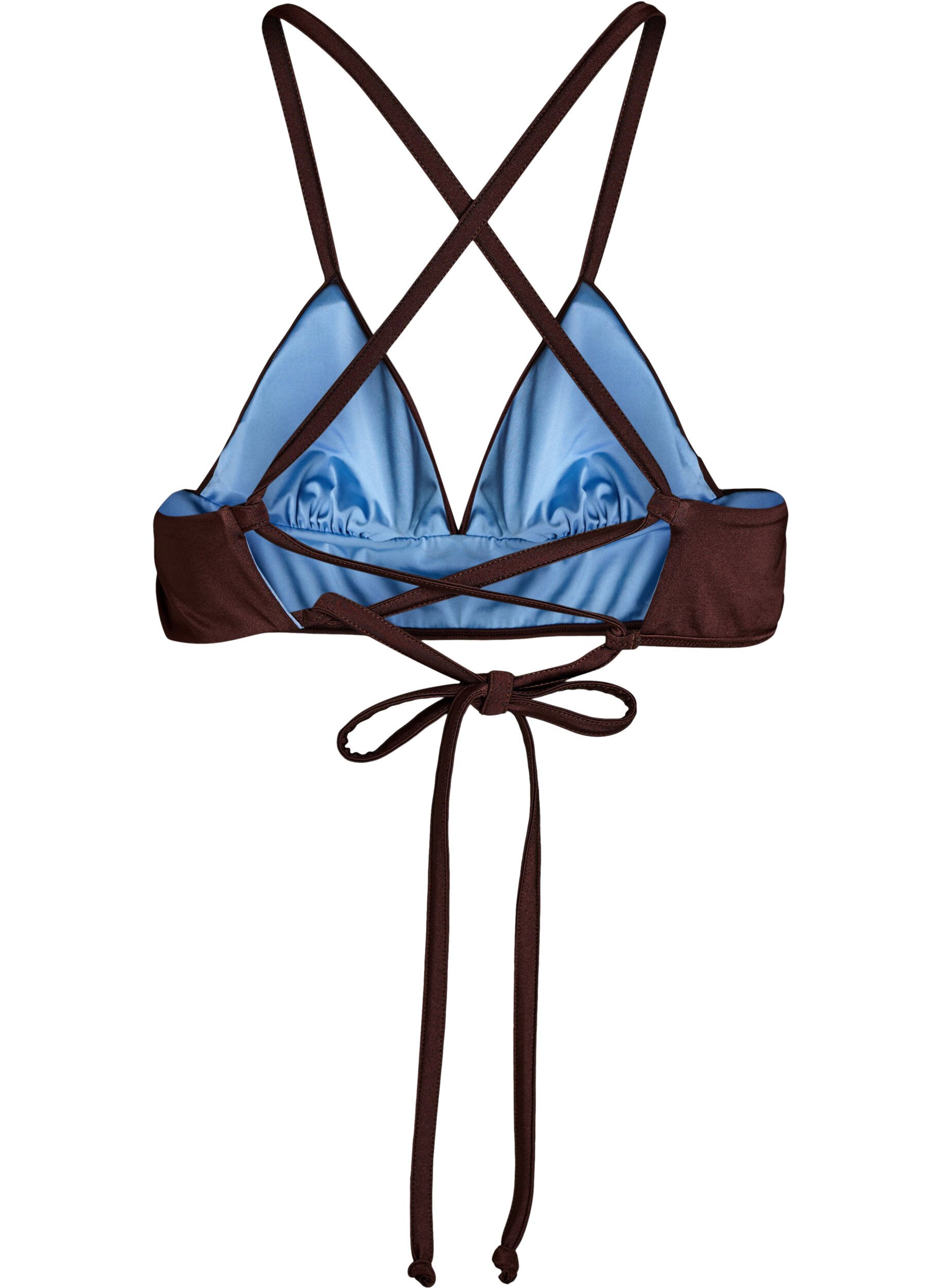 ZizziHaut de bikini r&eacute;versible avec d&eacute;collet&eacute; en V et bretelles crois&eacute;es dans le dos, Marron, Packshot image number 1