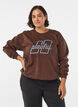 Sweat-shirt avec texte brod&eacute;, Marron, Model image number 0