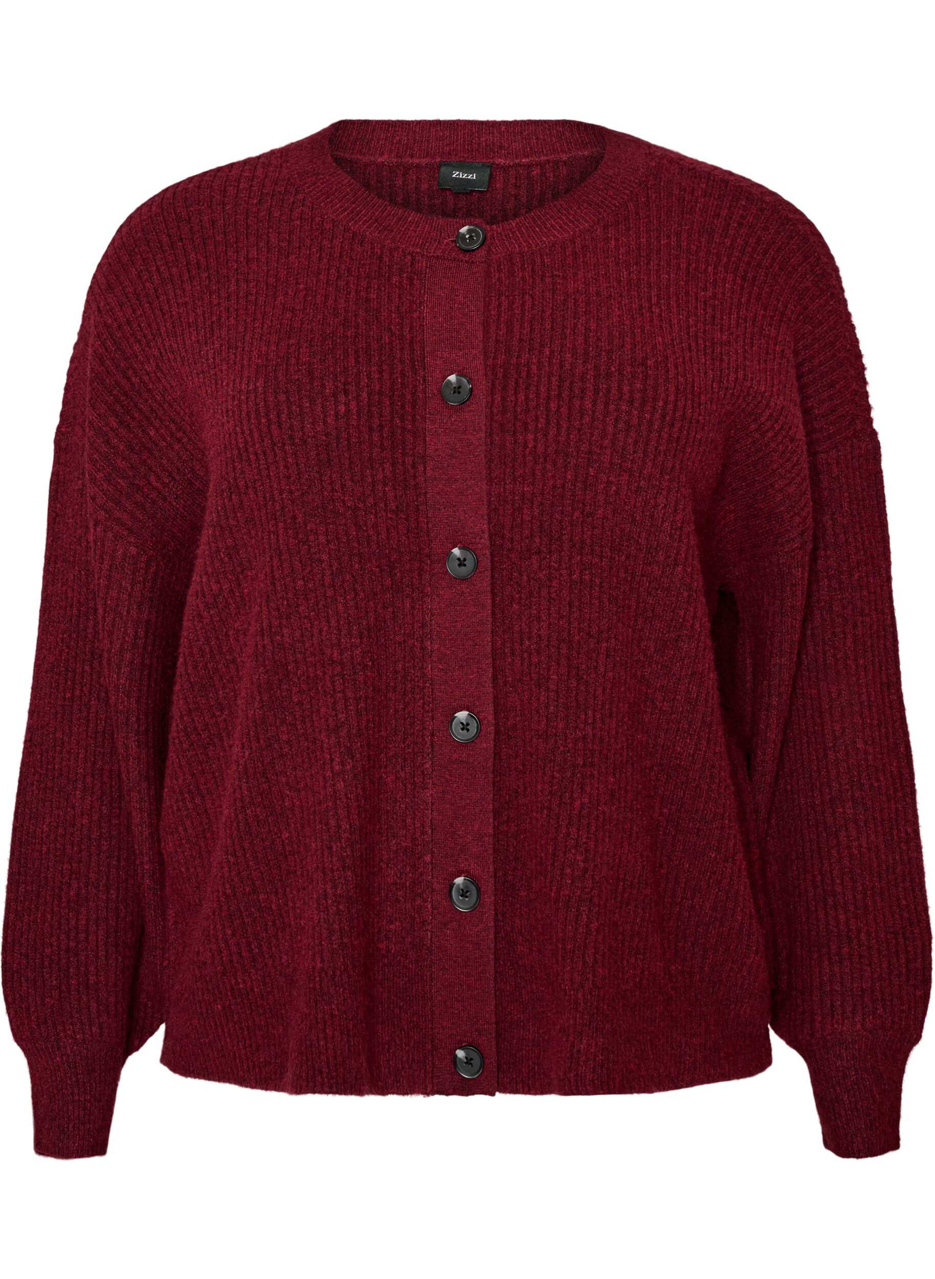 ZizziRippenstrick Strickjacke mit Kn&ouml;pfen, Rot, Packshot image number 0