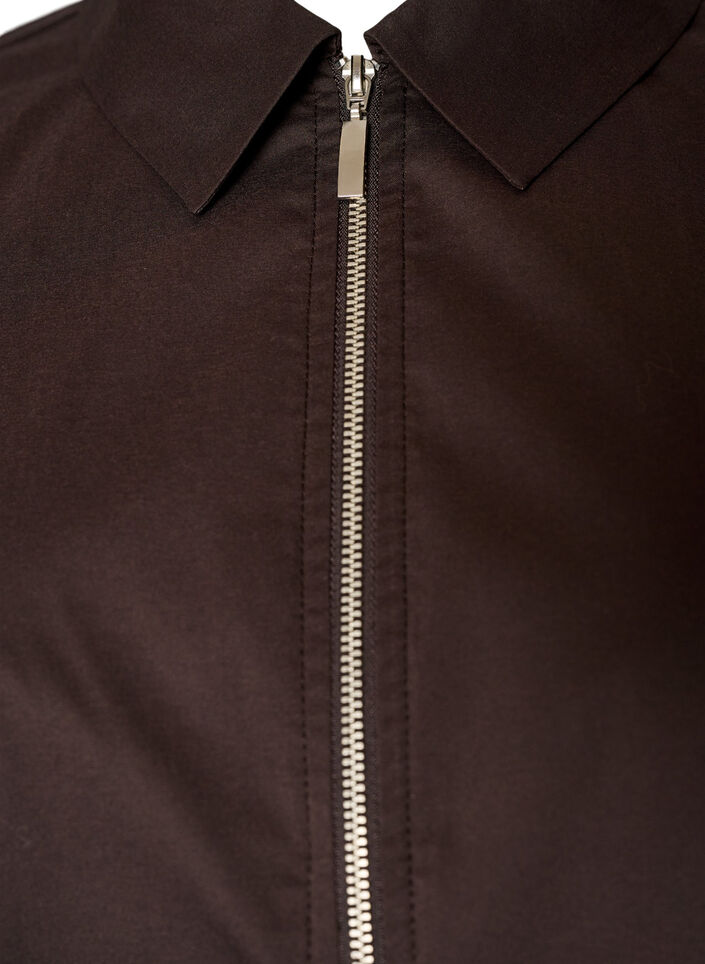 Chemise courte avec un zip &agrave; double curseur, Marron, Packshot