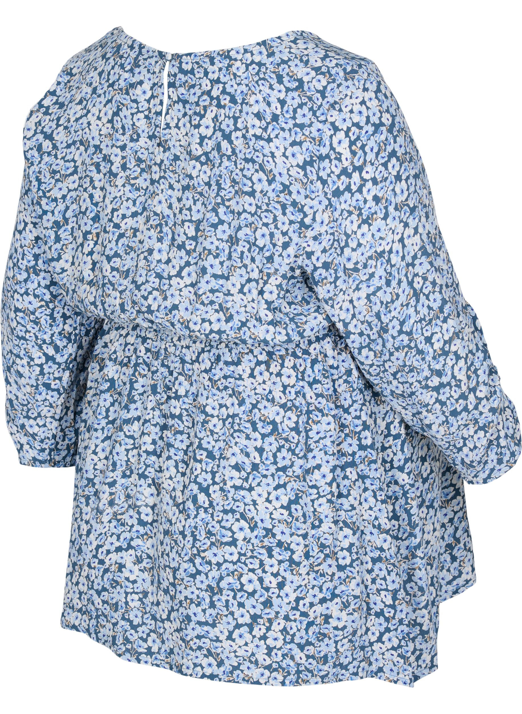 Zizzi Schwangerschaftsbluse aus Viskose mit Blumenprint, Blue Flower AOP, Packshot image number 1