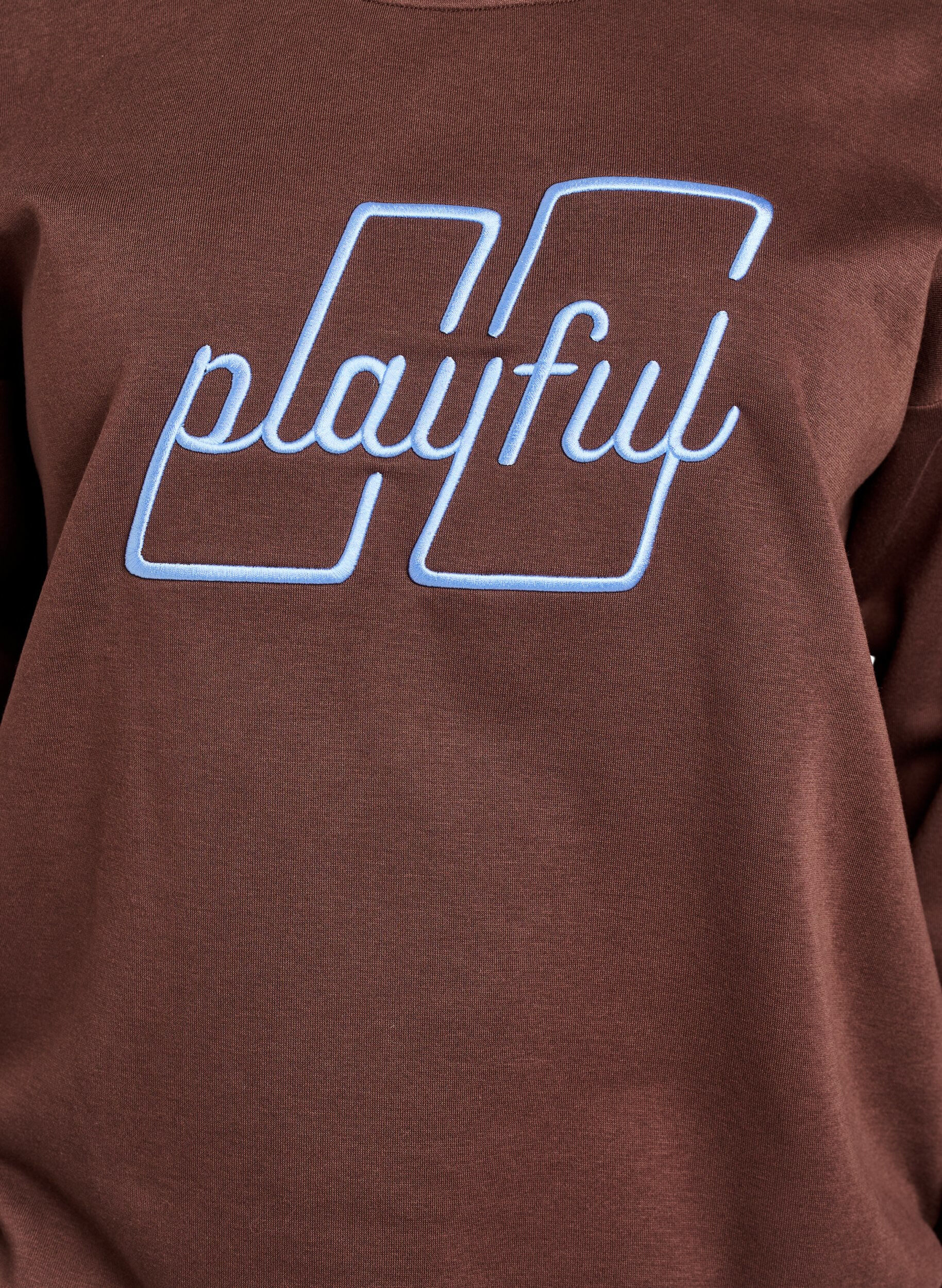 Zizzi Sweat-shirt avec texte brod&eacute;, Marron, Packshot image number 2