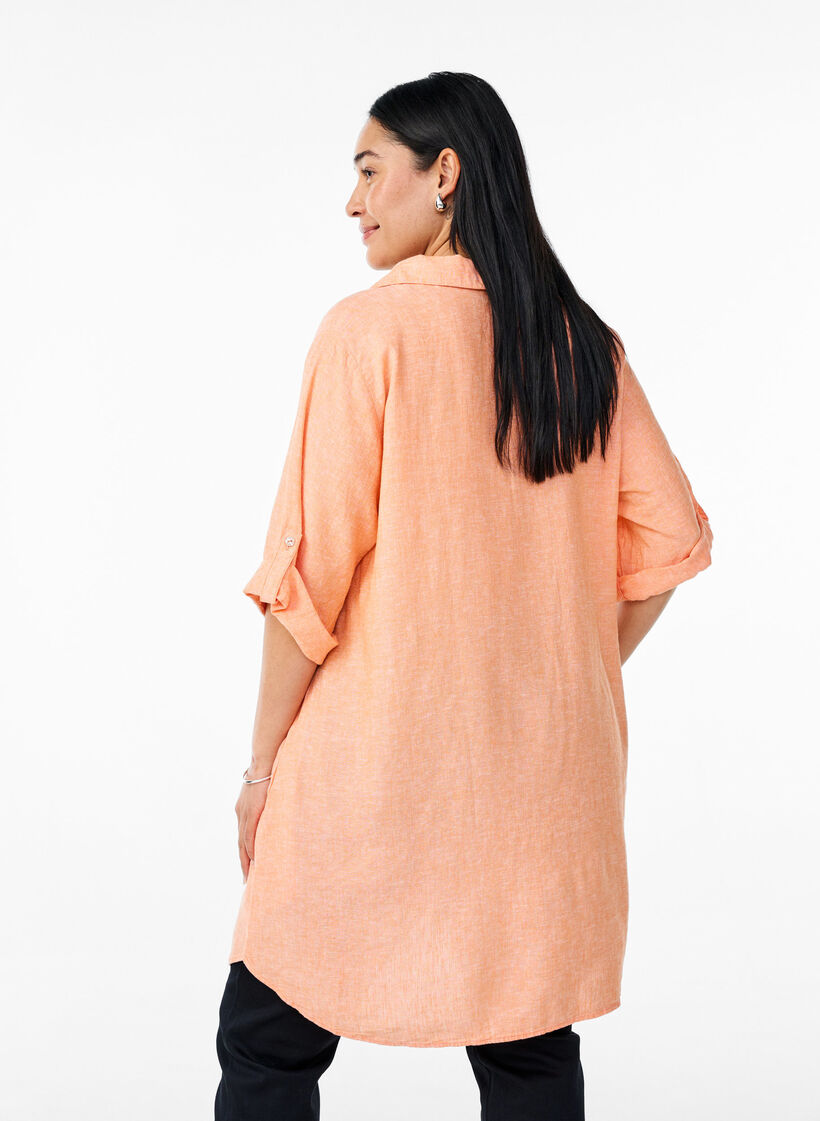 Tunika aus Leinen und Viskose mit A-Linie, Orange, Model image number 2