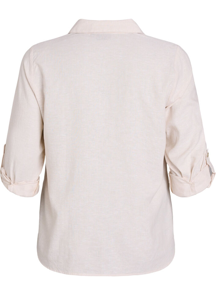 Chemise en lin et viscose avec manches 3/4, Beige, Packshot image number 1