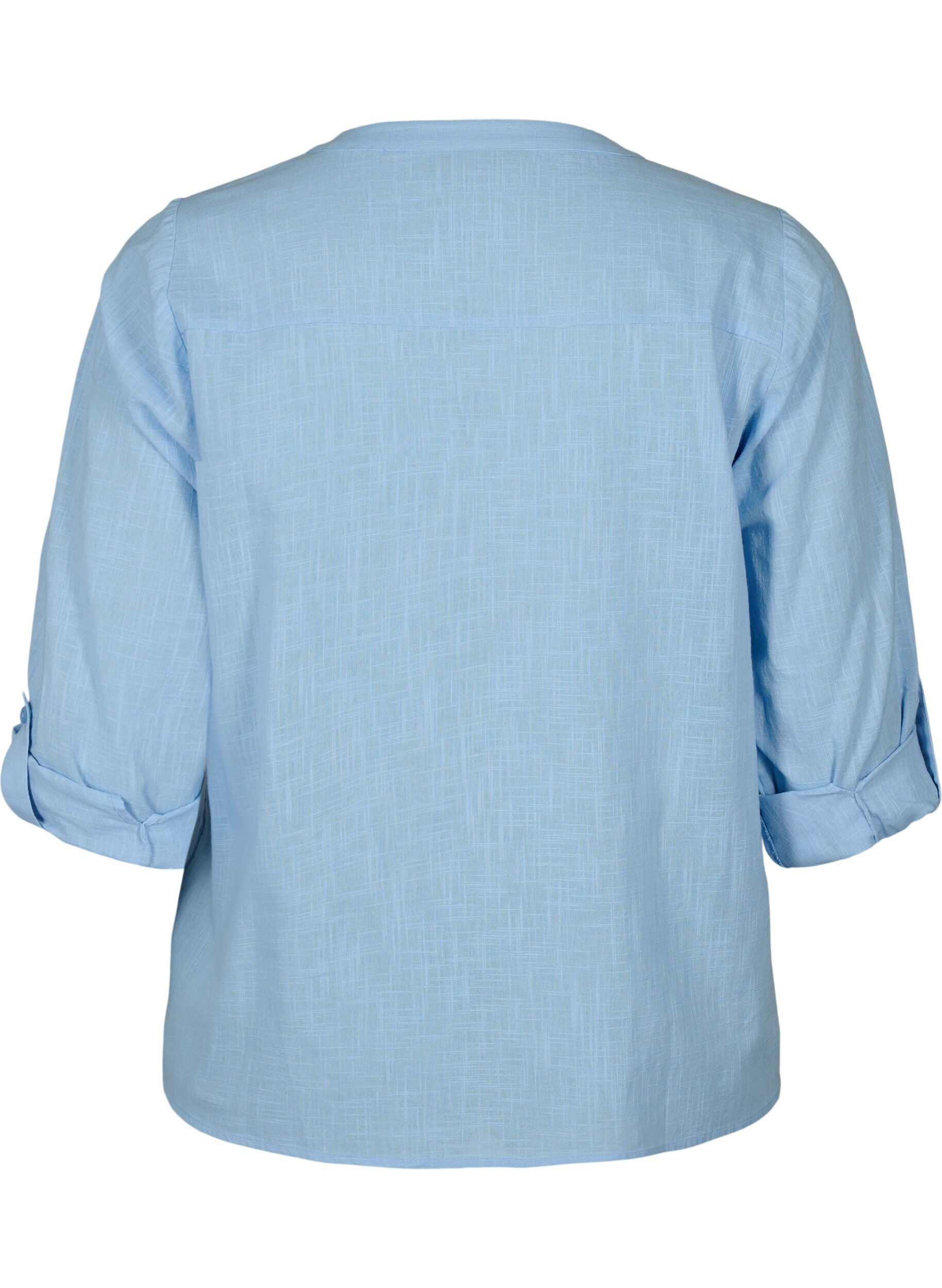 Zizzi Hemdbluse aus Baumwolle mit V-Ausschnitt, Serenity, Packshot image number 1