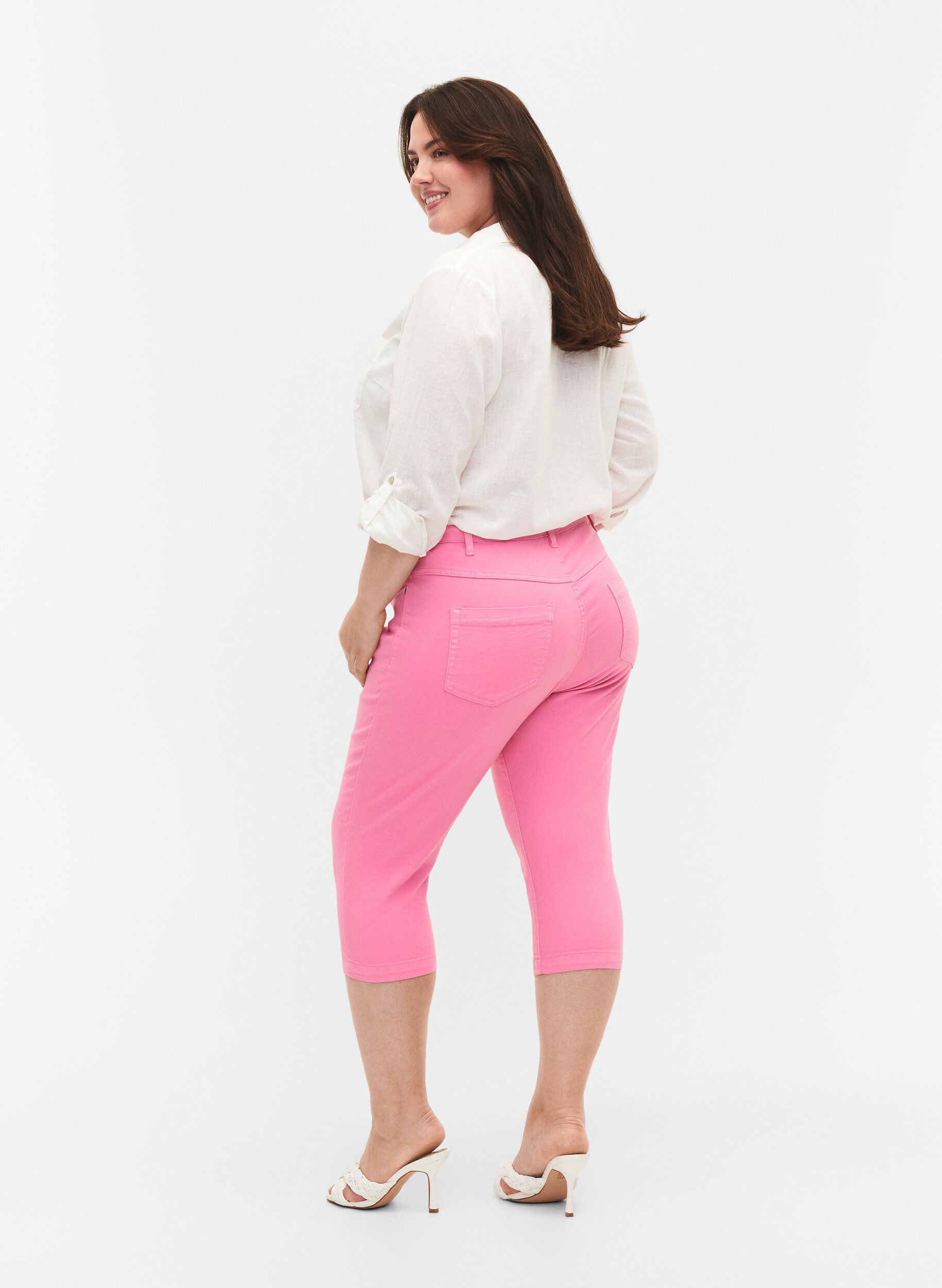 Zizzi Pantalon capri Emily ajust&eacute;, Rosebloom, Model image number 1