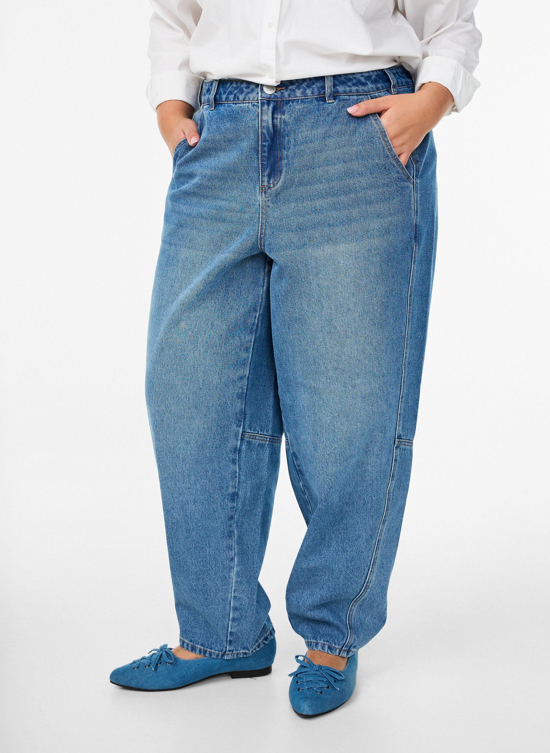 ZizziJean barrel taille haute, Bleu, Model image number 2