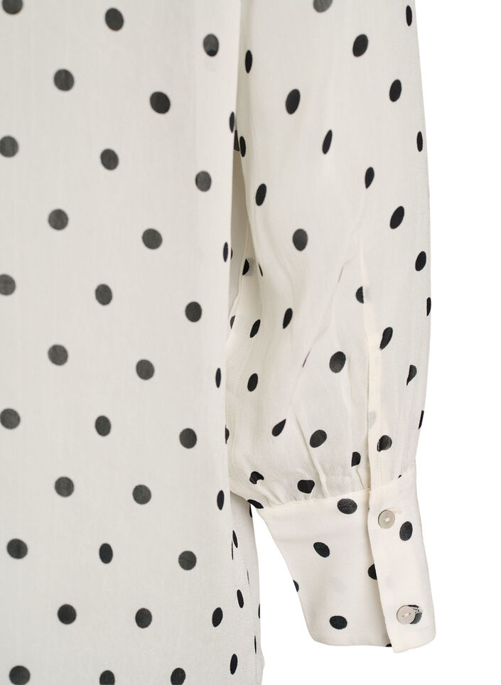Bluse aus Viskose mit R&uuml;schenkragen, Wei&szlig;, Packshot image number 3
