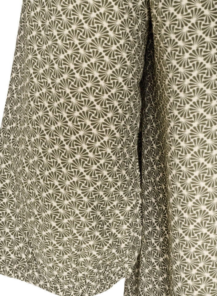Blouse imprim&eacute;e en viscose avec manches 3/4, Vert Kaki, Packshot image number 3