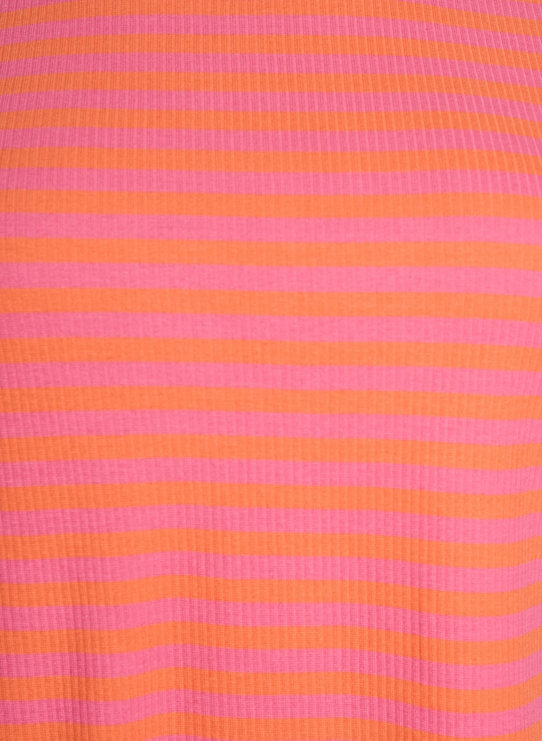 Zizzi T-shirt ray&eacute; &agrave; texture c&ocirc;tel&eacute;e, Corail, Packshot image number 2
