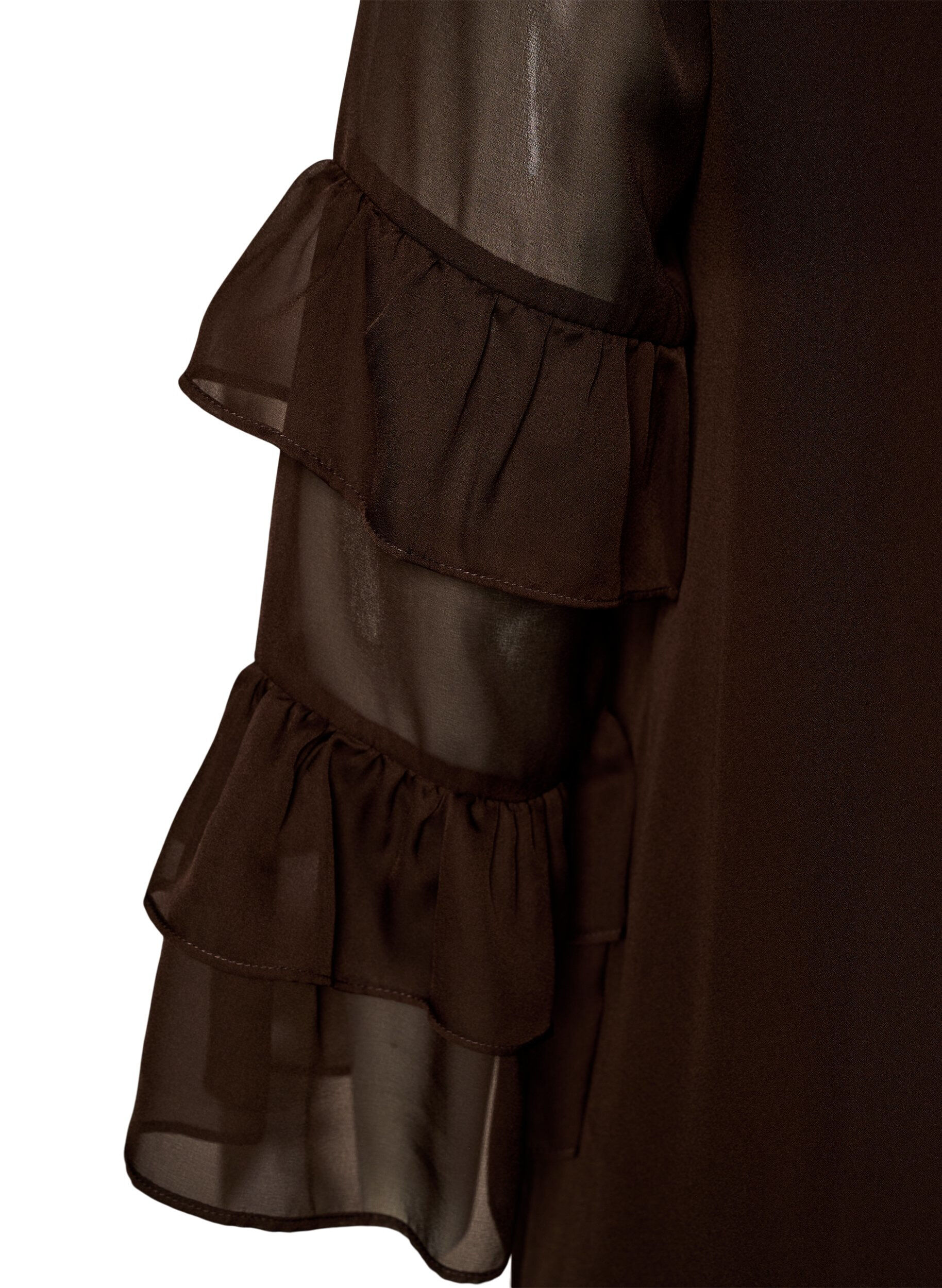 ZizziRobe courte avec manches transparentes &agrave; volants, Marron, Packshot image number 3